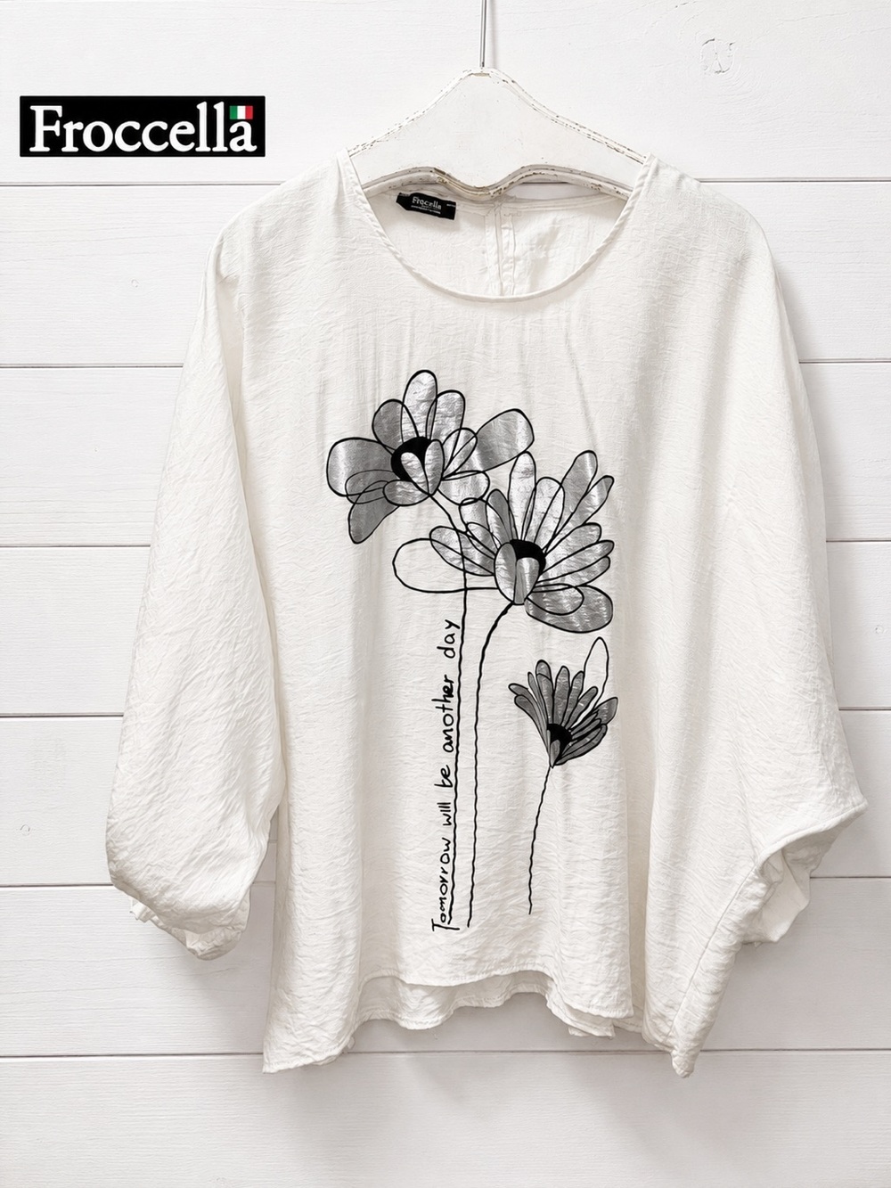Froccella White Floral Print Top – One Size
